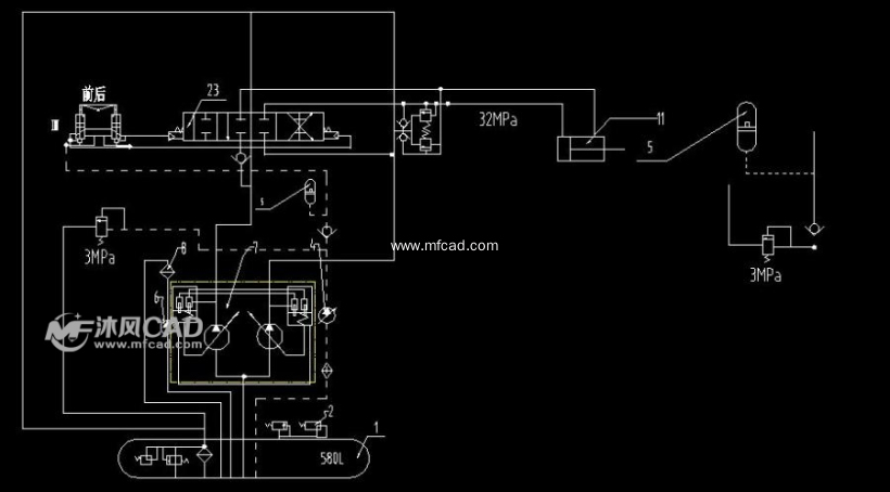 yw液压挖掘机液压系统图(dwg5张图)