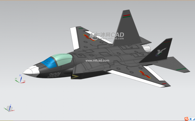 歼31鹘鹰战机 - ug军工用品类模型下载 - 沐风图纸