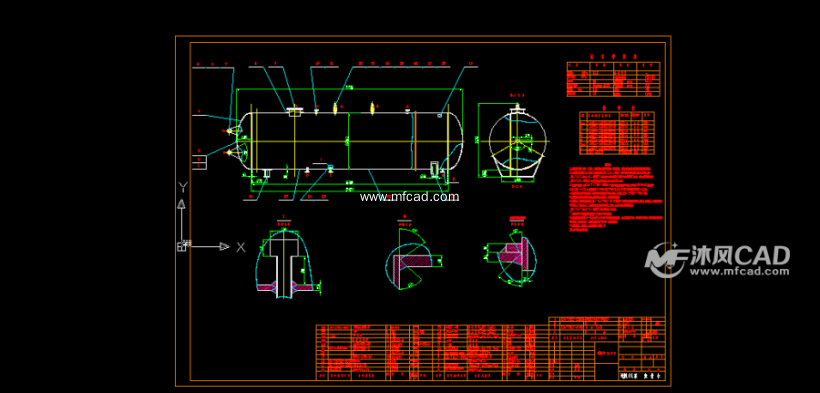 液氨储罐CAD图纸 - AutoCAD化工环保设备图