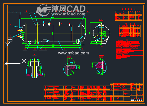 液氨储罐CAD图纸 - AutoCAD化工环保设备图
