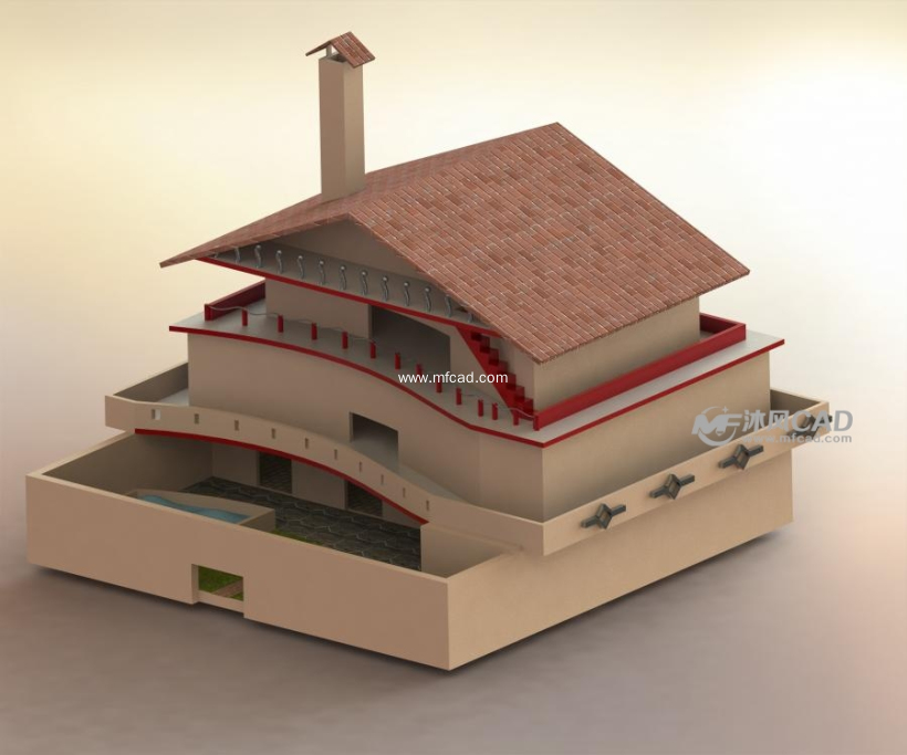 3d家庭房屋设计模型渲染图