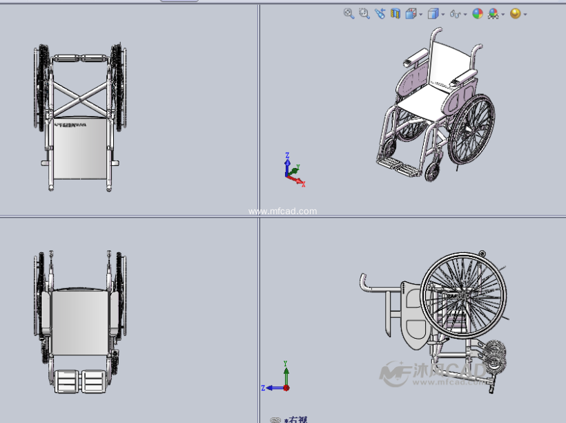 助障轮椅设计模型三视图