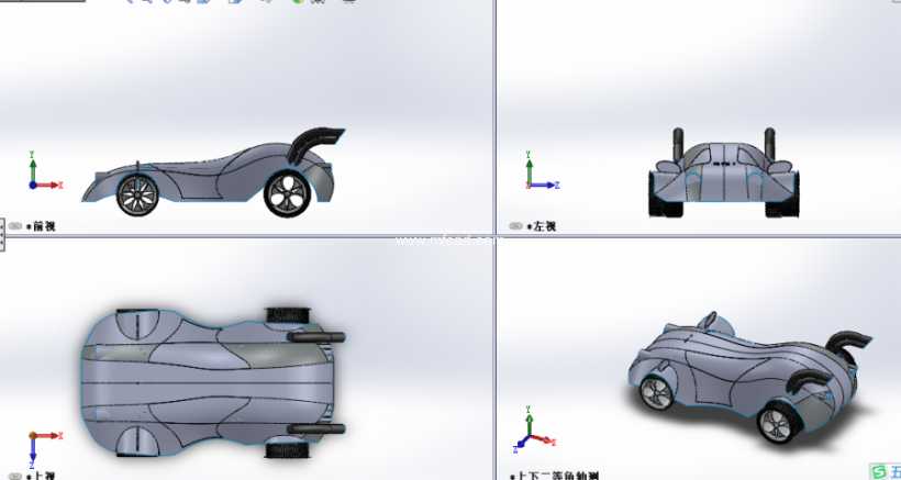 未来创意小汽车设计模型三视图