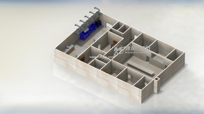 铜选矿工厂实验室设计模型 - solidworks生活用