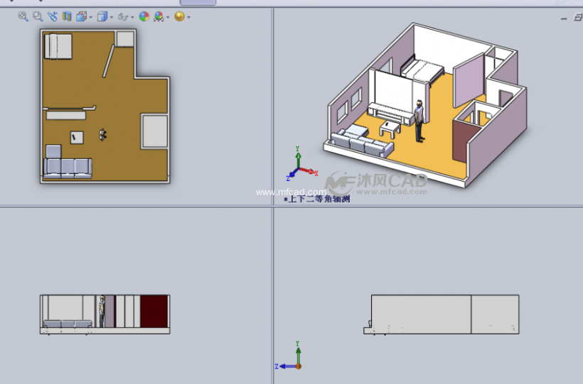 房间室内设计模型三视图