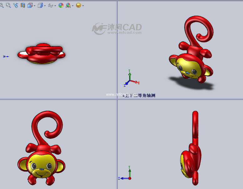 玩具小猴子设计模型三视图
