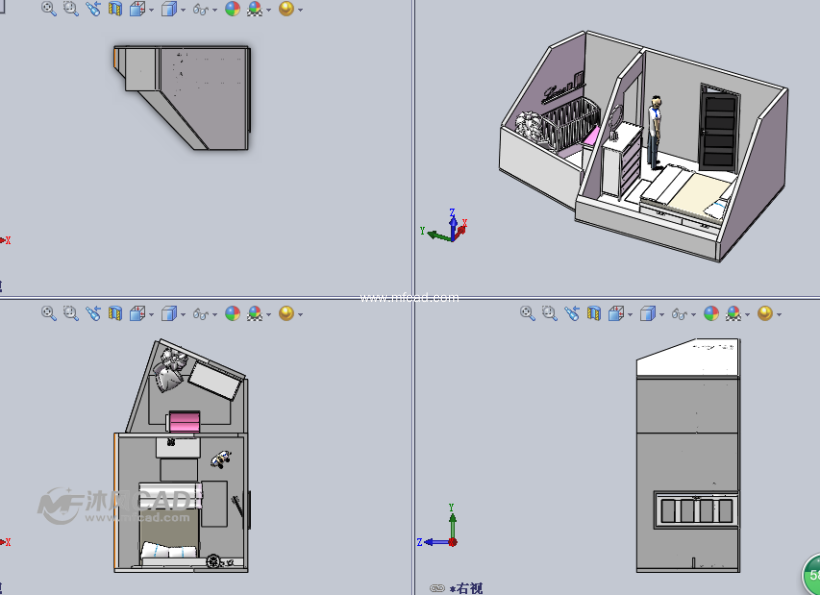 孩子的房间卧室设计模型三视图