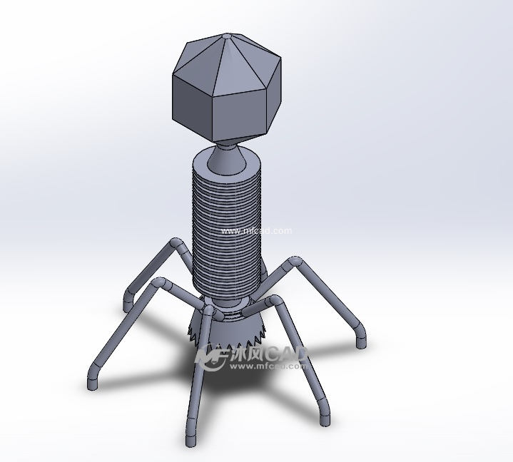 生物噬菌体模型 solidworks中性文件类模型下载 沐风图纸