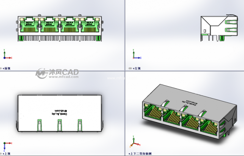 RJ45网络变压器模块 1xN Up - solidworks电脑