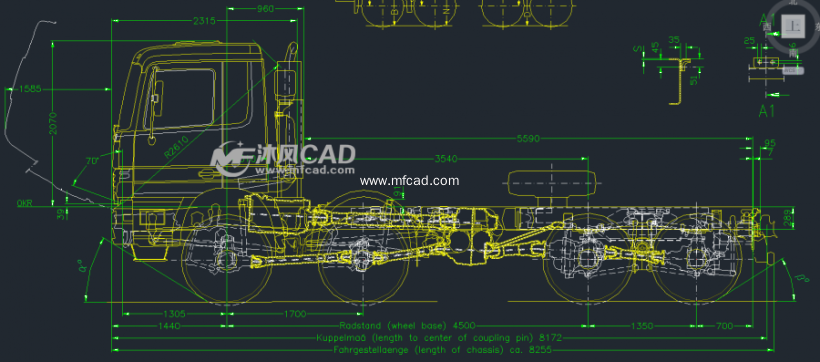 benz卡车cad图 - autocad工装图纸下载 - 沐风图纸