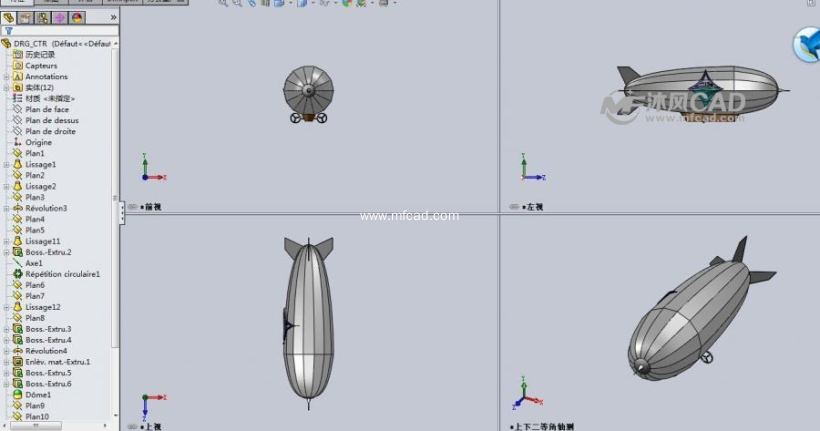 基洛夫飞艇四视图