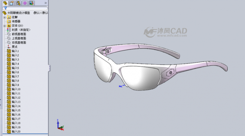 太阳眼镜solidworks设计模型