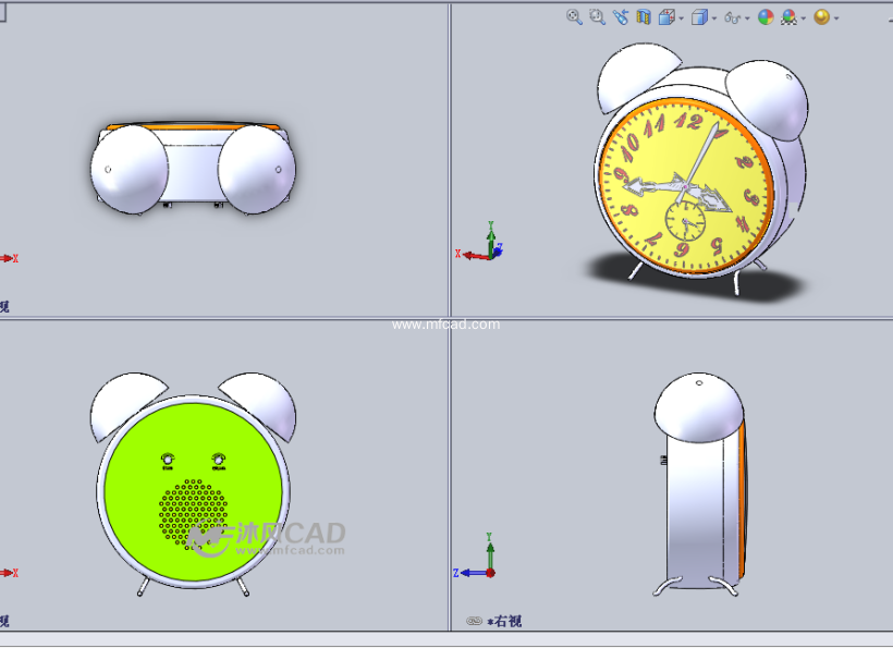 定时闹钟设计模型三视图