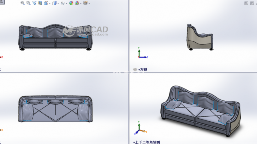 欧式沙发设计模型三视图