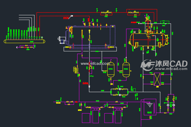 蒸汽锅炉流程图 - AutoCAD化工环保设备图纸下