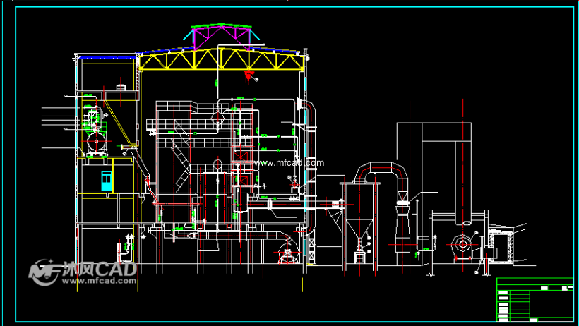 活垃圾焚烧工艺流程 - AutoCAD化工环保设备图