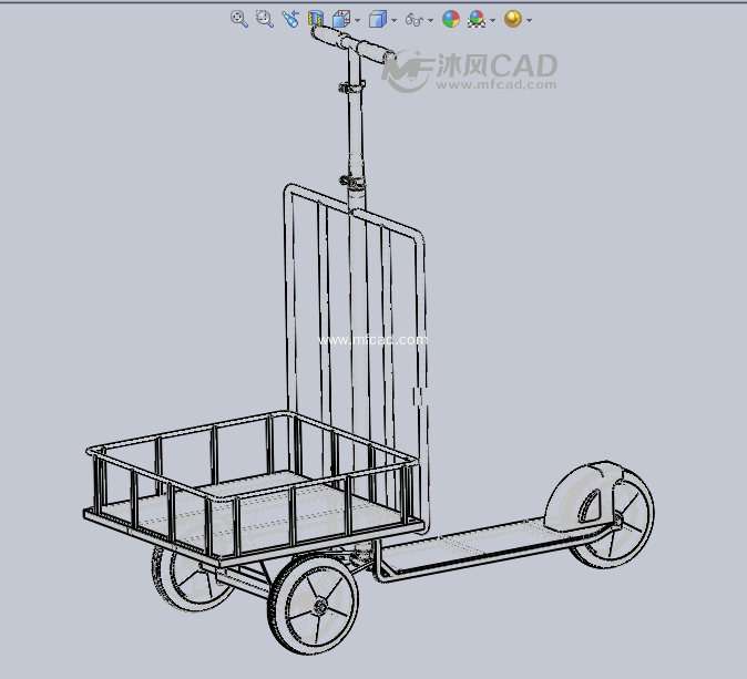 (创新)三轮滑板购物车设计模型 - solidworks生