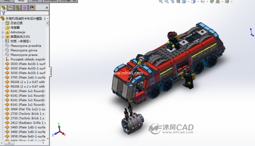 乐高机场消防卡车设计模型