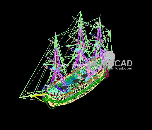 某外国古代船CAD设计详细图纸 - AutoCAD船