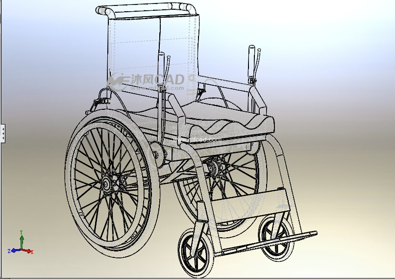 减震器结构的轮椅设计模型 - solidworks生活用