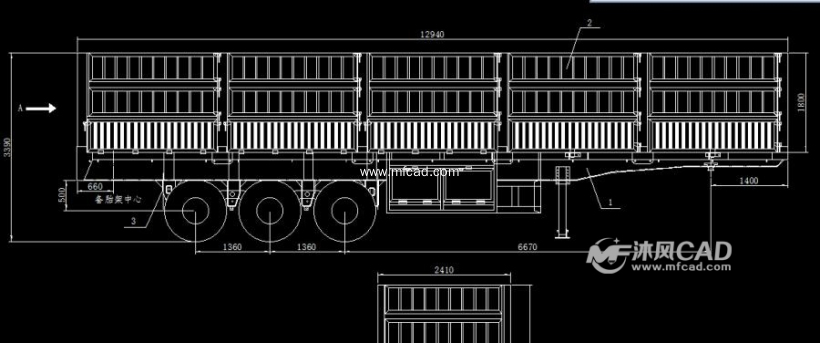 仓栅半挂车 - 其他autocad机械图纸 - 沐风图纸