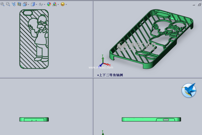 卡通苹果6手机壳设计模型三视图