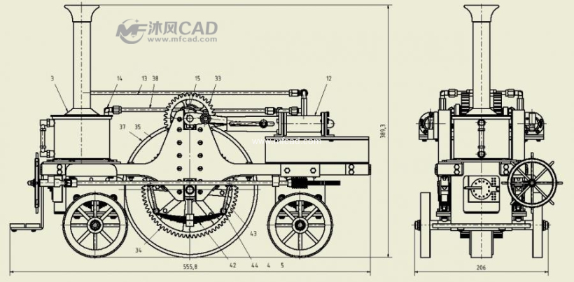 1859年的斯特林蒸汽火车设计模型