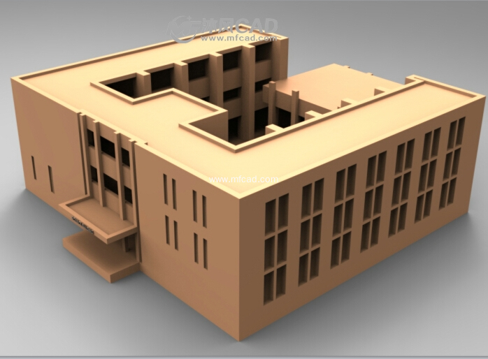 学校教学楼模型 - solidworks园林建筑模型下载