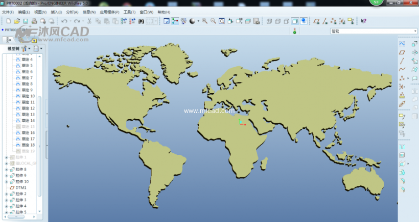 世界地图三维模型 - ProE中性文件类模型下载