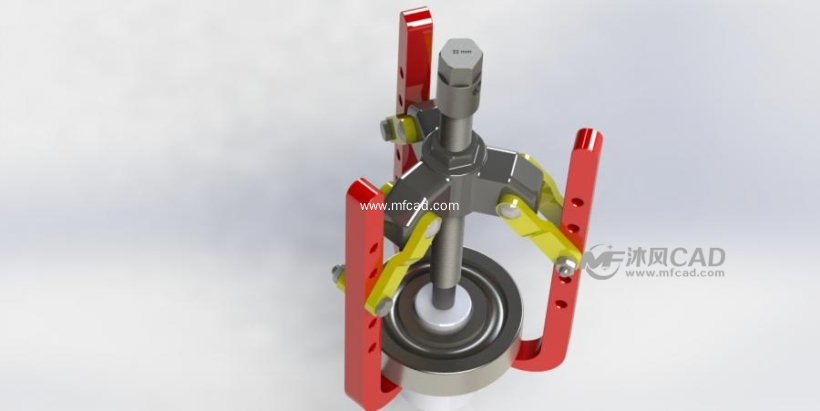 可调臂长三爪拉马模型 - solidworks机械设备模型下载