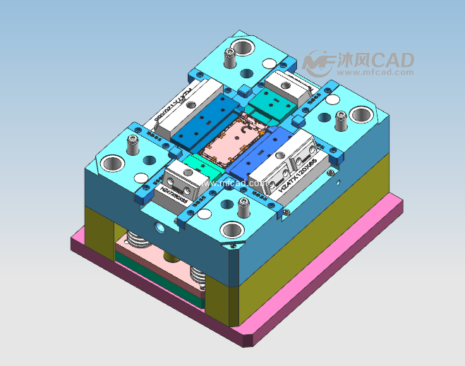 前模斜顶的老款翻盖手机面壳模具设计3d图