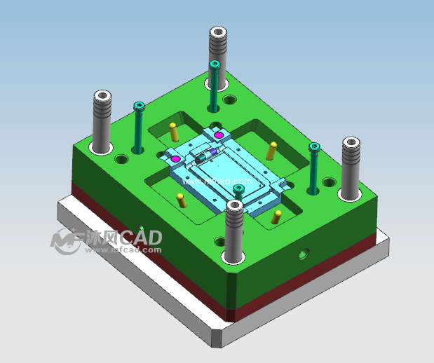 前模斜顶的老款翻盖手机面壳模具设计3d图