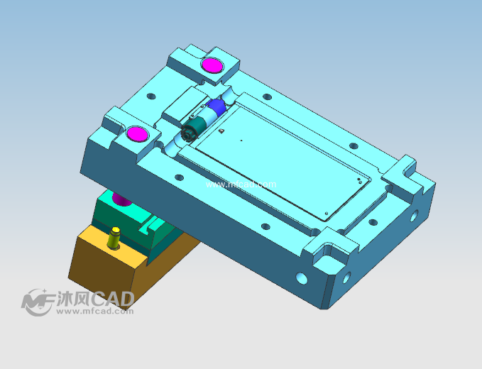 前模斜顶的老款翻盖手机面壳模具设计3d图