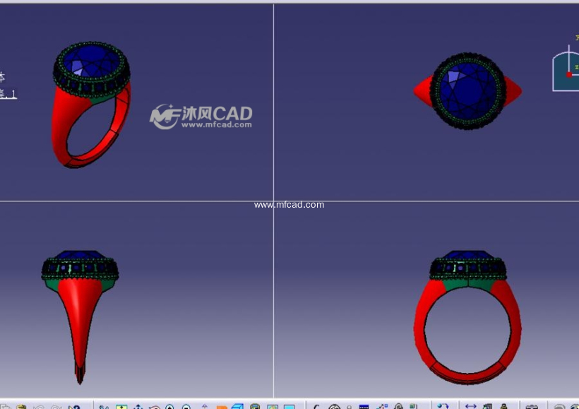 宝石钻戒设计模型三视图