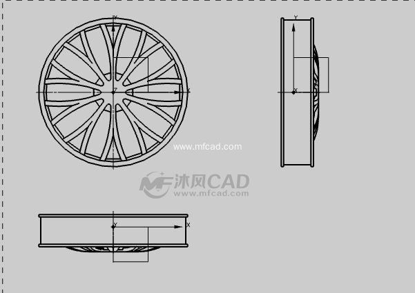 车轮毂三视图