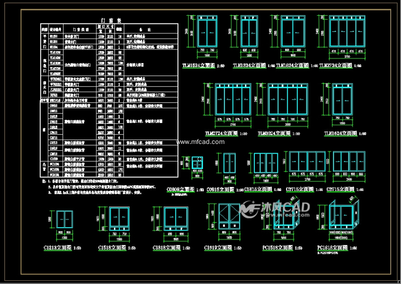 门窗表及门窗立面图
