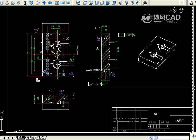 一款注塑模具的详细CAD图纸(包括装配图和十a1尺寸图纸a3图片