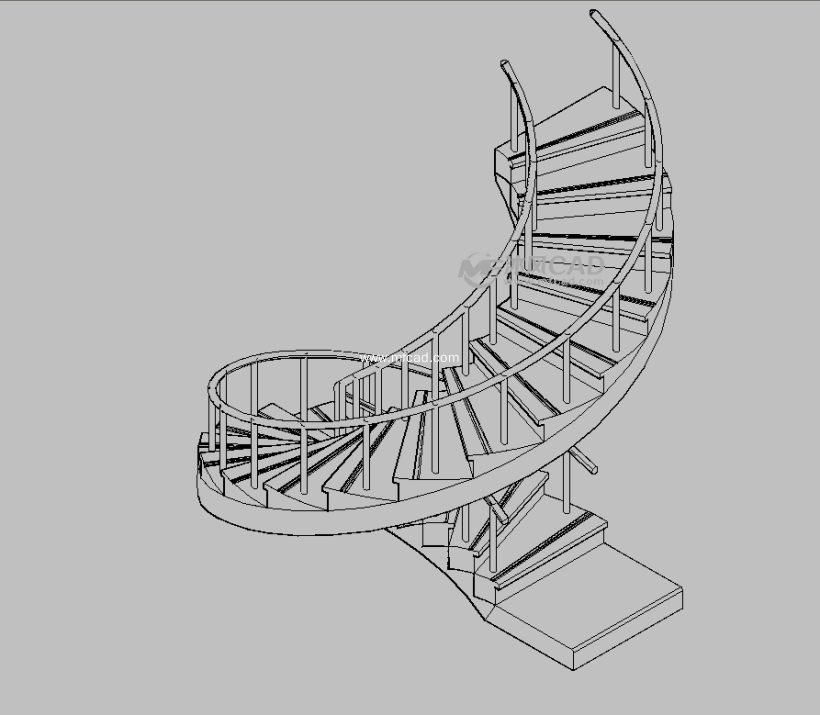 cad三维模型旋转楼梯