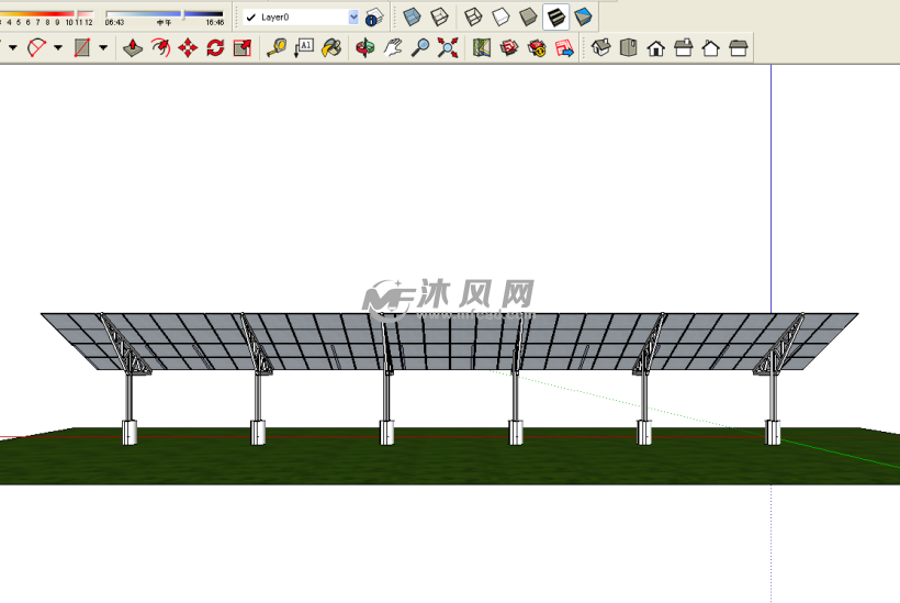 简单的光伏太阳能车棚设计 - sketchup景观模型