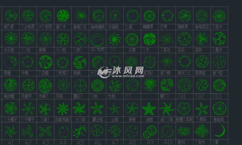 园林景观设计CAD植物素材库 - AutoCAD植物