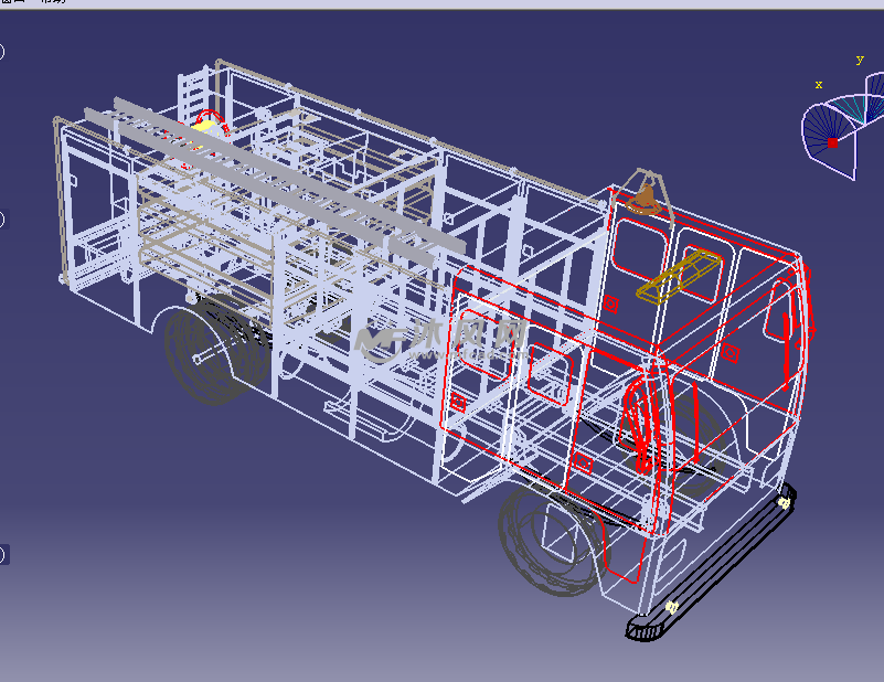 消防车设计模型线性结构图