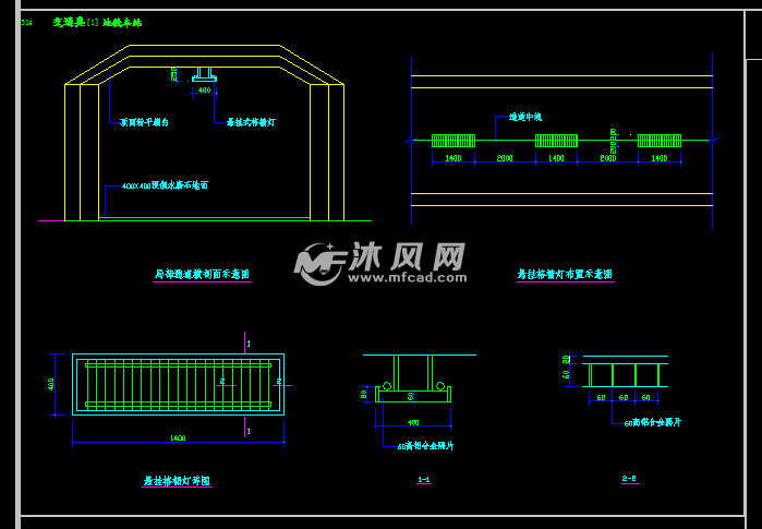悬挂格栅灯布置示意图