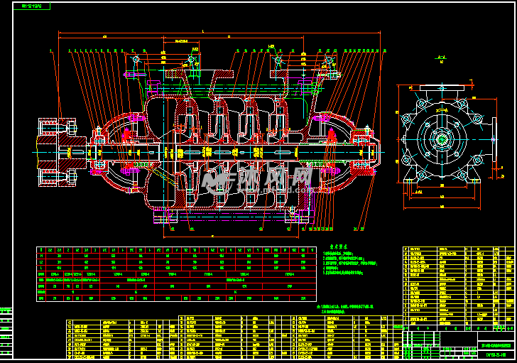 卧式多级泵装配图 - autocad泵阀类图纸下载 - 沐风图纸