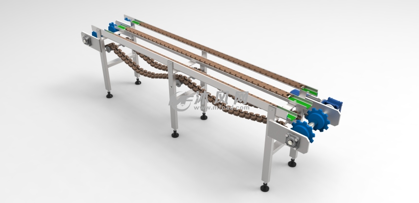 双排链条传送带 - solidworks机械设备模型下载