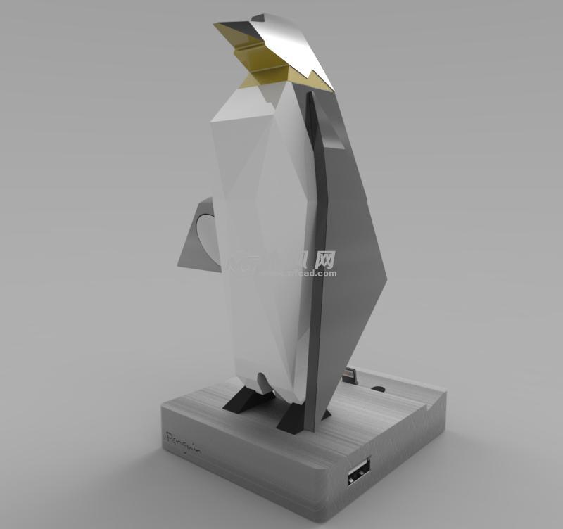 企鹅造型设计的手机架(充电站)设计模型 - solid