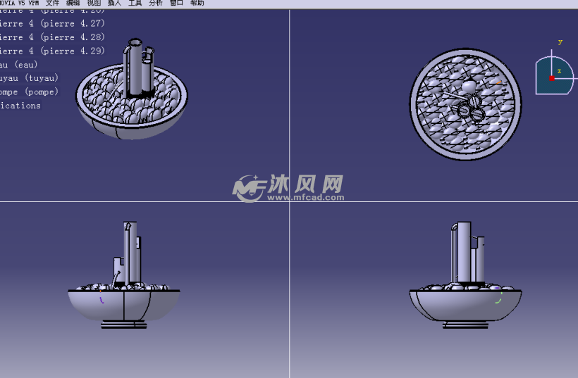 自制喷泉(盆栽)CATIA设计模型 - catia生活用品