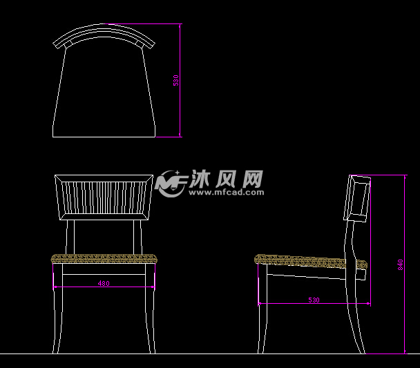 20多款餐椅cad三视图 cad模块图 沐风图纸