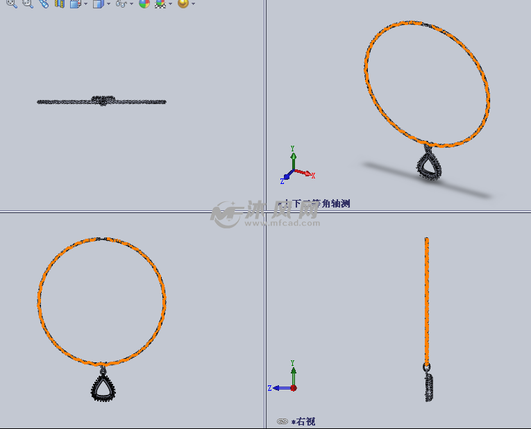 珍珠宝石项链设计模型三视图