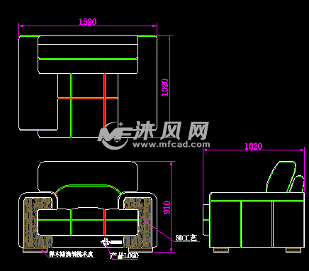 各种各样的沙发三视图