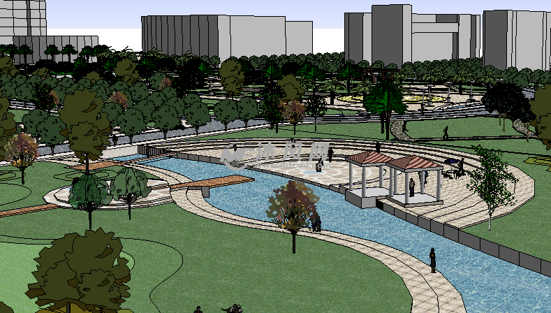 学校大广场设计图纸 - sketchup园林广场设计模